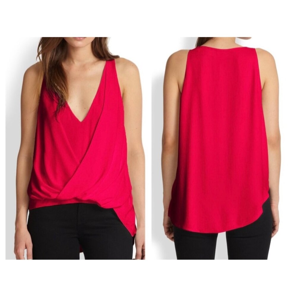 Elizabeth and James Womens Tiana Draped Sleeveless Top Pink Chiffon size XS